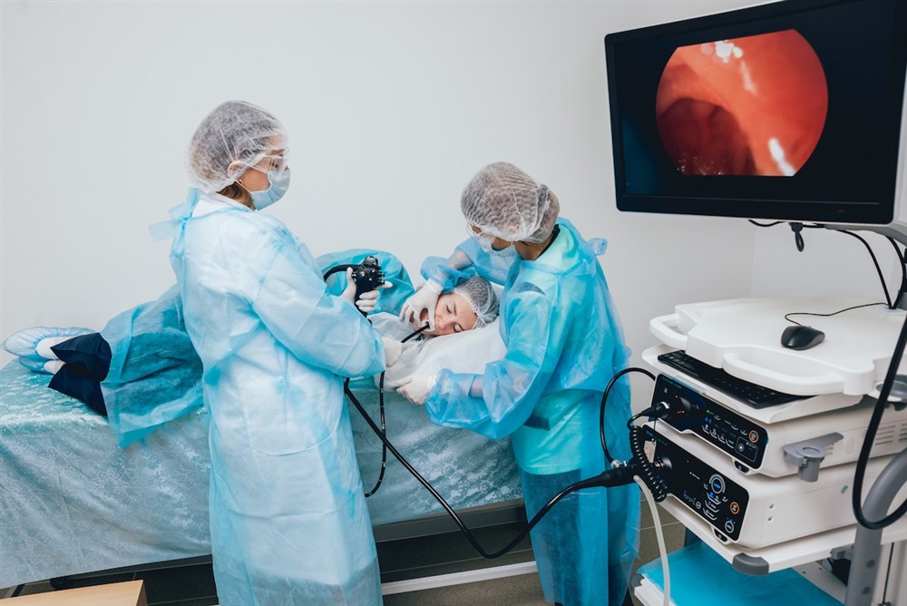 Medical team performing an endoscopy procedure