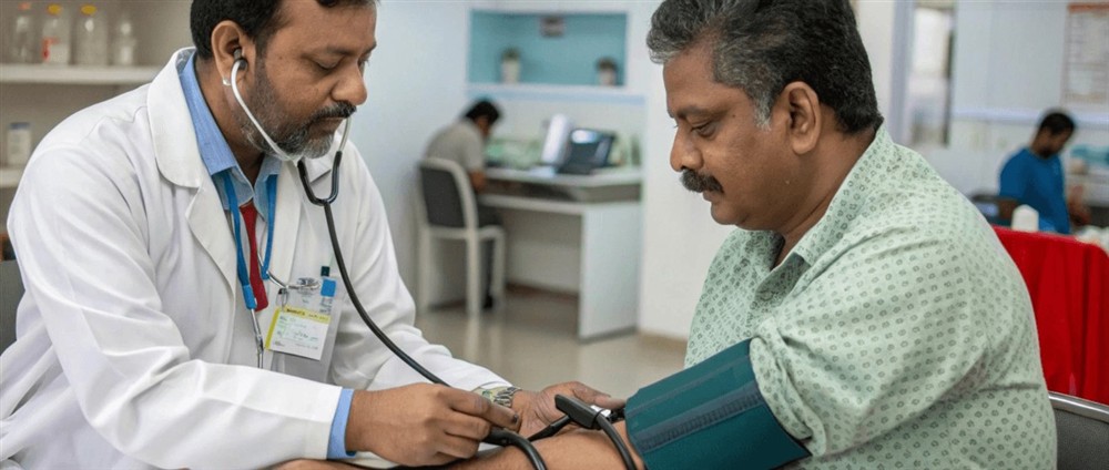 Doctor checking a patient during a routine health visit